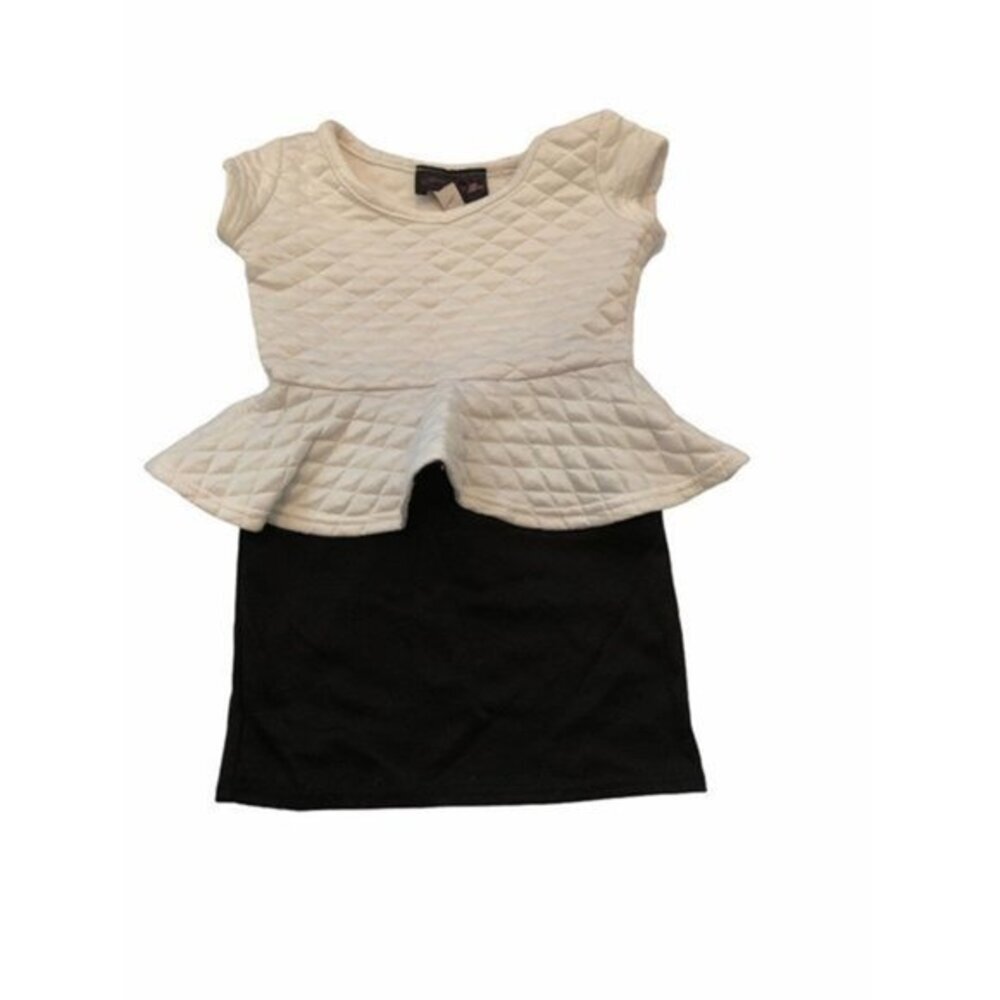 Kids‎ Cant Miss Peplum Dress Girls 12M White Black Quilted Bodice Party Chic
